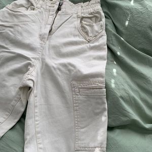 Cream straight cargo pants